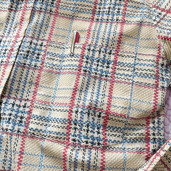Vintage 70s Macrae Prest Plaid Button-Up Shirt - Permanent Press - S 14-14½ - Picture 9 of 11